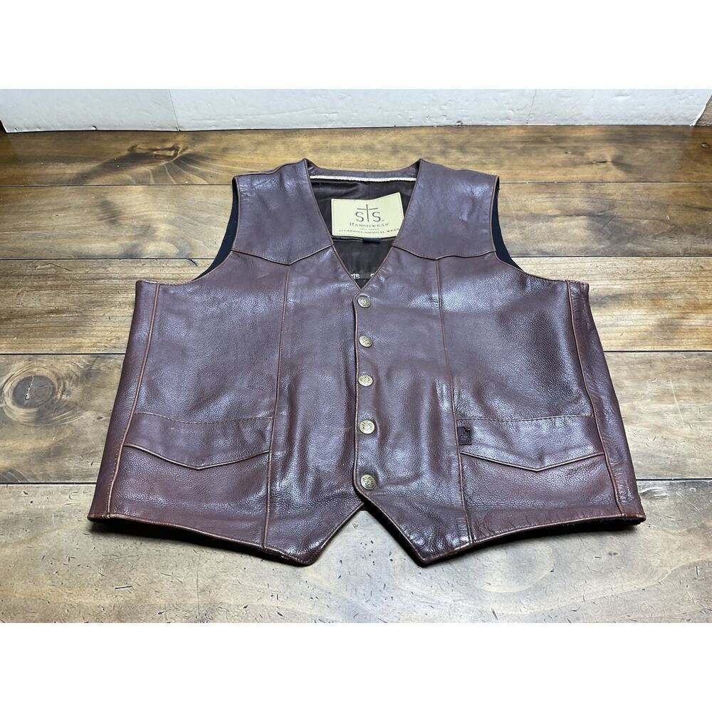 STS Mens Chisum Brown Leather Vest Size Medium Conceal Carry